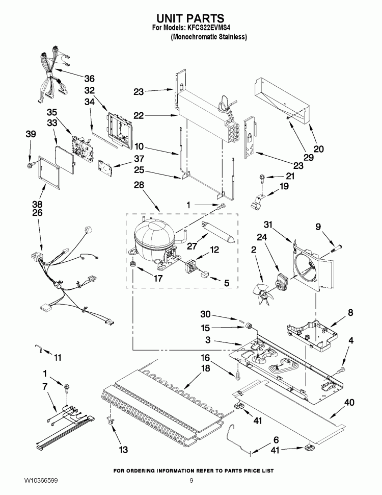 UNIT PARTS Diagram and Parts List for KFCS22EVMS4  KitchenAid Refrigerator