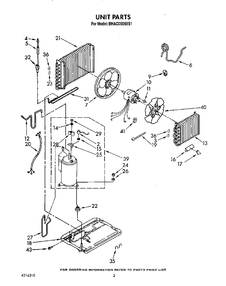 UNIT, LIT/OPTIONAL Diagram and Parts List for BHAC0500XS1  Whirlpool Air Conditioner