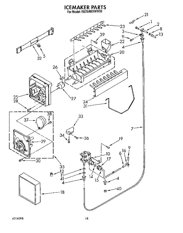 ICEMAKER, LIT/OPTIONAL Diagram and Parts List for RS25AWXWL00  Roper Refrigerator