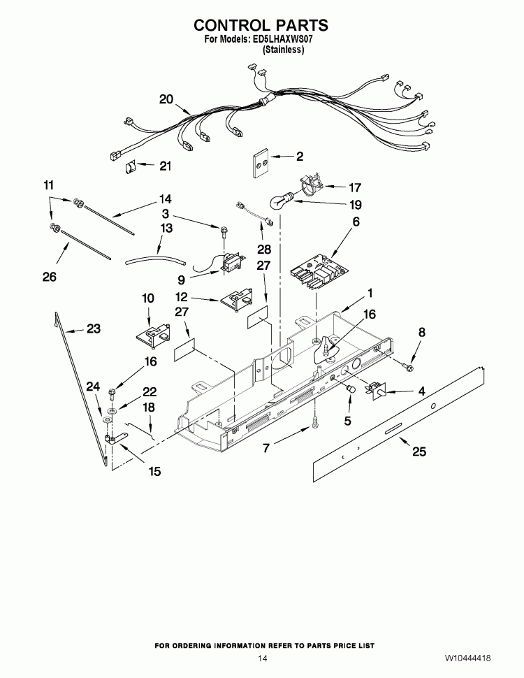 CONTROL PARTS Diagram and Parts List for ED5LHAXWS07  Whirlpool Refrigerator