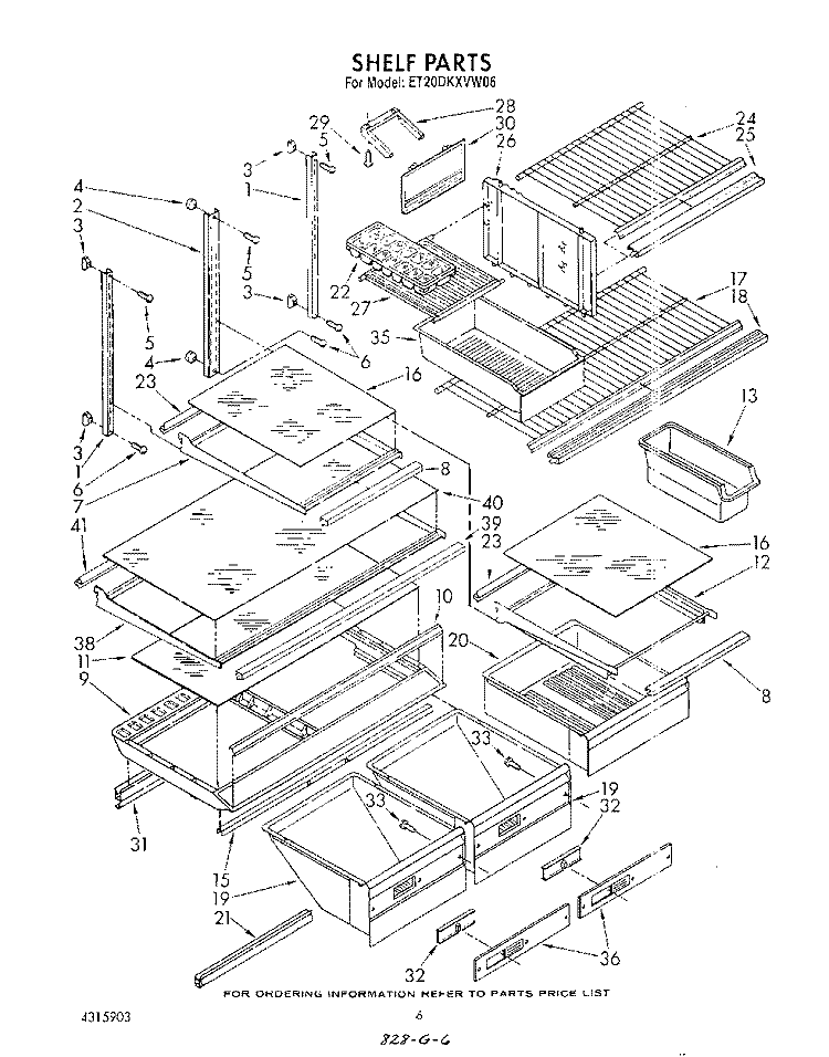 SHELF , LIT/OPTIONAL Diagram and Parts List for ET20DKXVW06  Whirlpool Refrigerator