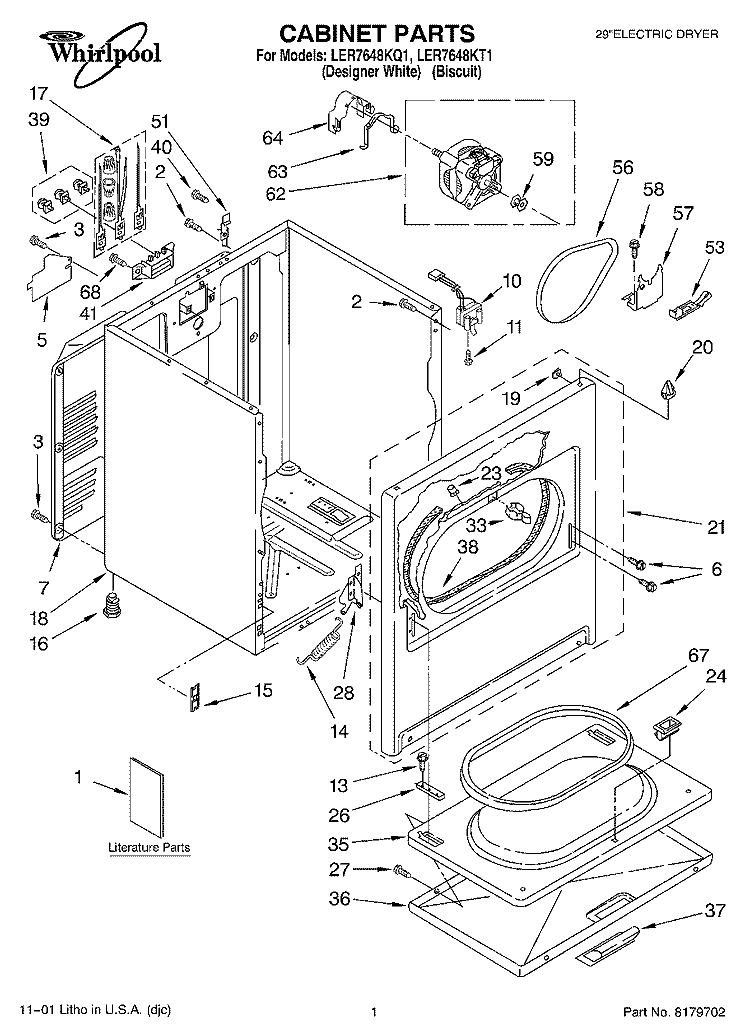 SECTION Diagram and Parts List for LER7648KT1  Whirlpool Dryer