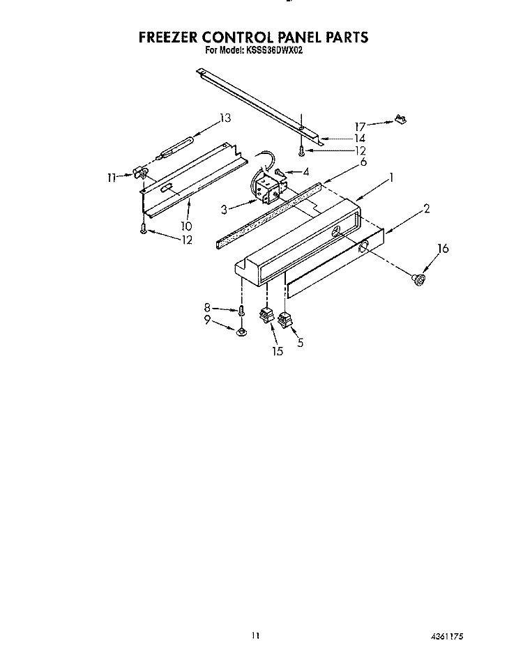 FREEZER CONTROL PANEL Diagram and Parts List for KSSS36DWX02  KitchenAid Refrigerator