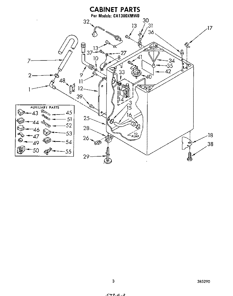 CABINET Diagram and Parts List for CA1300XMW0  Whirlpool Washer