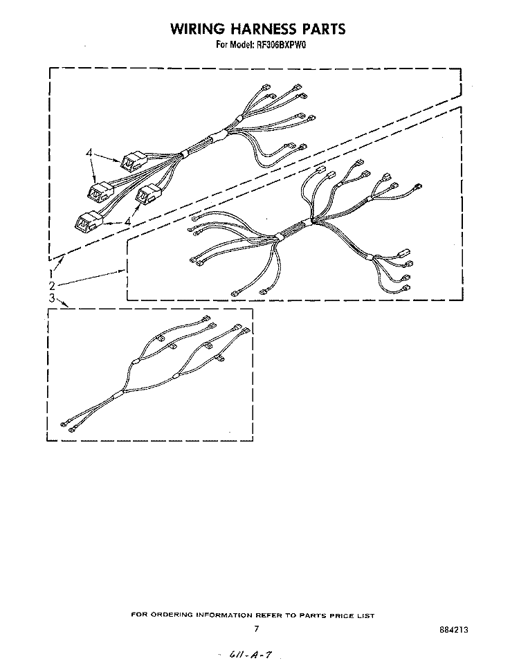 WIRING HARNESS Diagram and Parts List for RF306BXPW0  Whirlpool Range