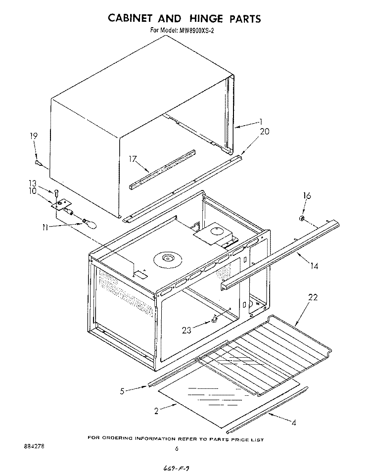 CABINET AND HINGE Diagram and Parts List for MW8900XS2  Whirlpool Microwave