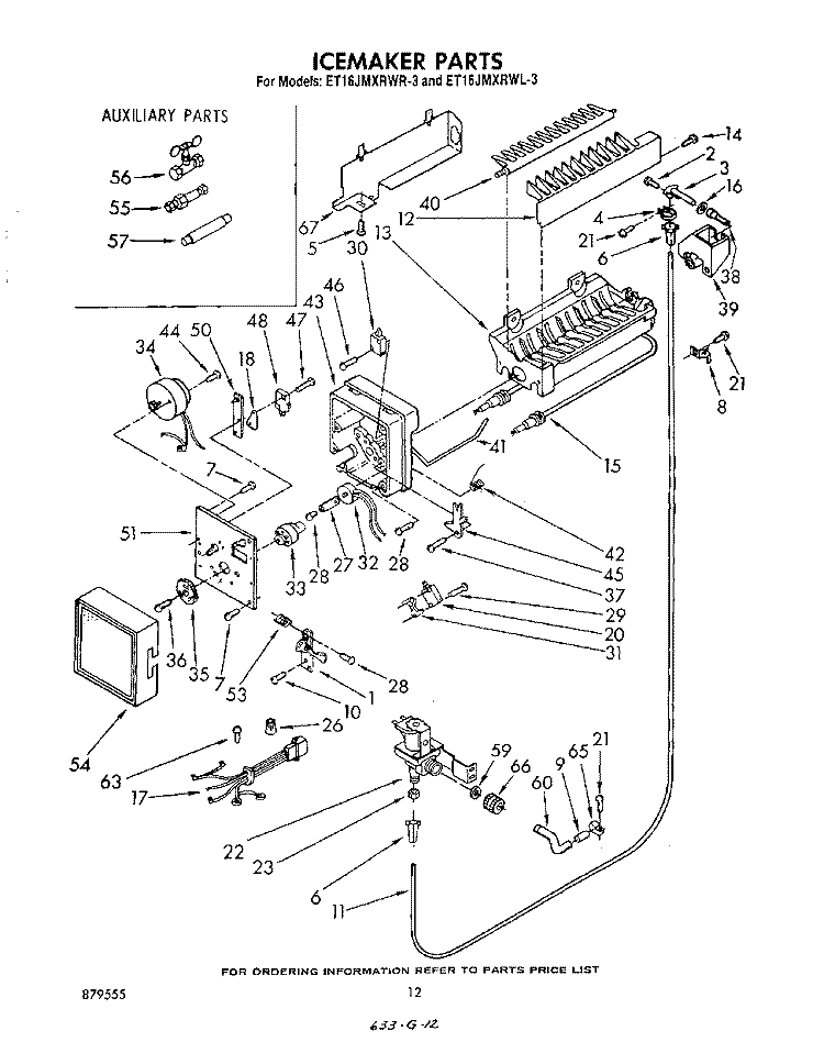 ICE MAKER , NOT ILLUSTRATED Diagram and Parts List for ET16JMXRWR3  Whirlpool Refrigerator