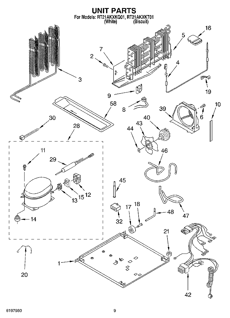 UNIT, OPTIONAL Diagram and Parts List for RT21AKXKT01  Roper Refrigerator