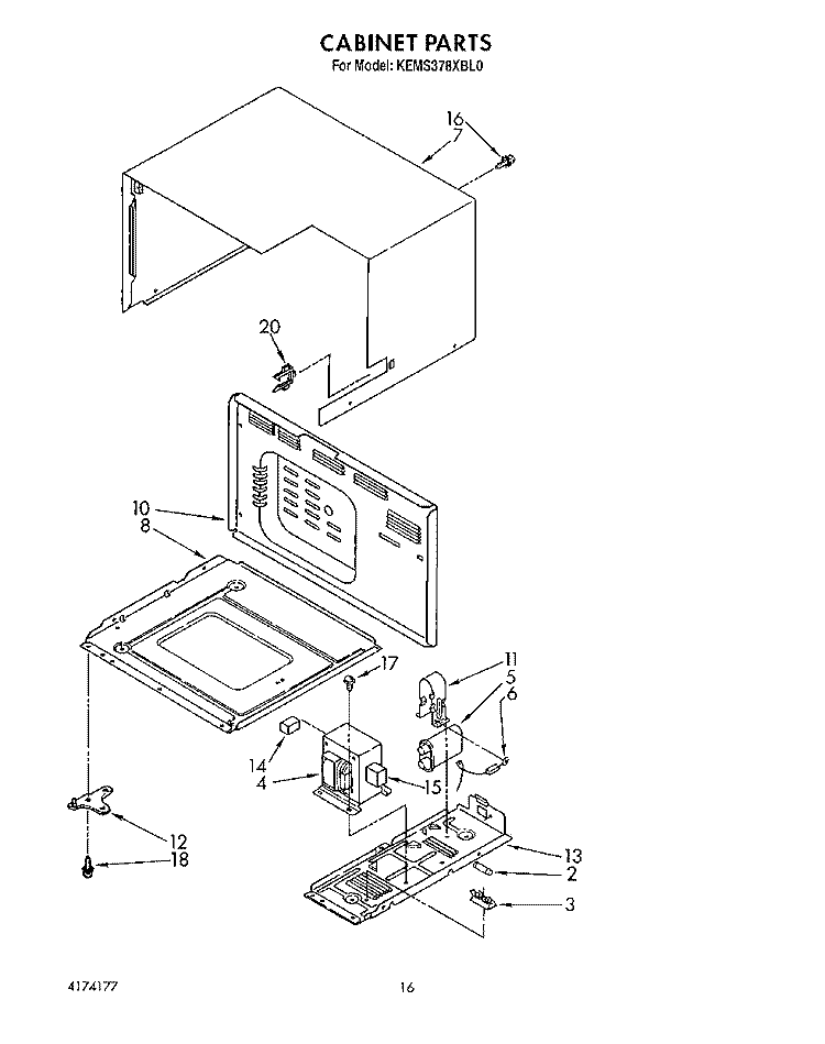 CABINET Diagram and Parts List for KEMS378XWH0  KitchenAid Wall Oven