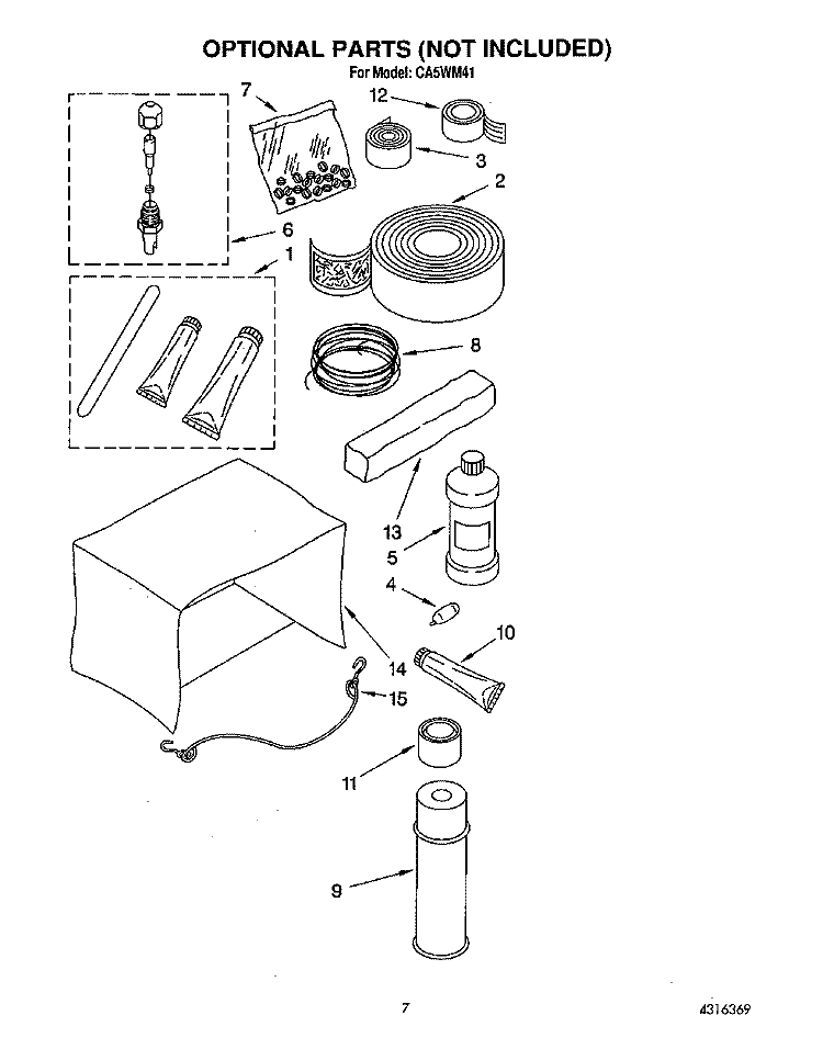 OPTIONAL Diagram and Parts List for CA5WM41  Crosley Air Conditioner
