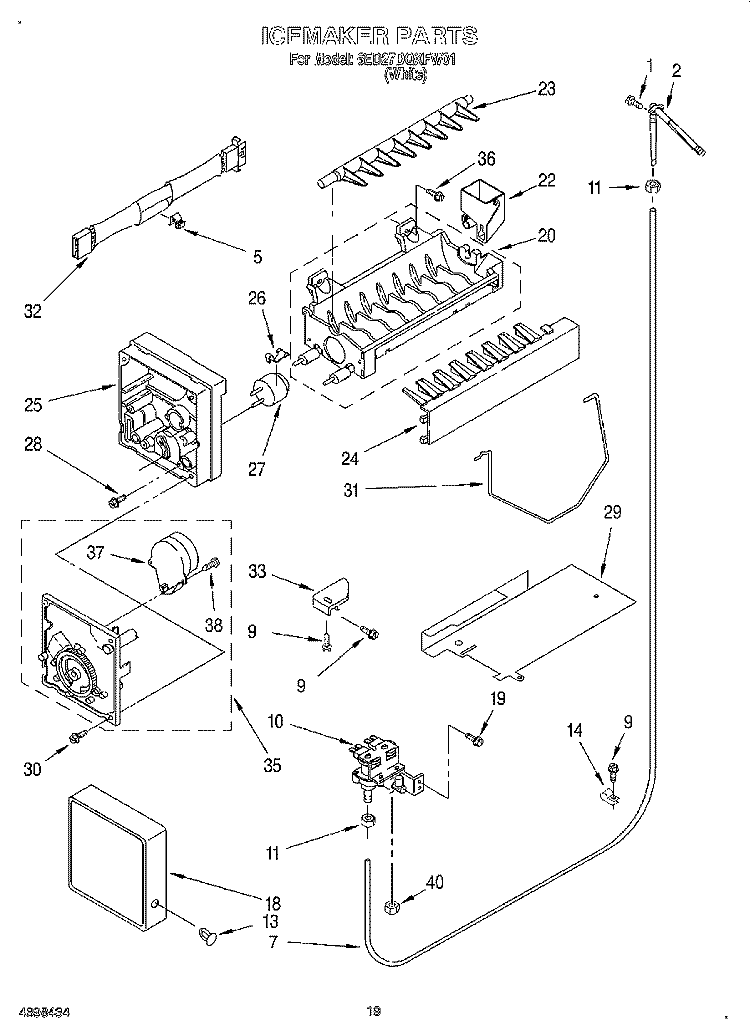 ICEMAKER, OPTIONAL Diagram and Parts List for 6ED27DQXFW01  Whirlpool Refrigerator