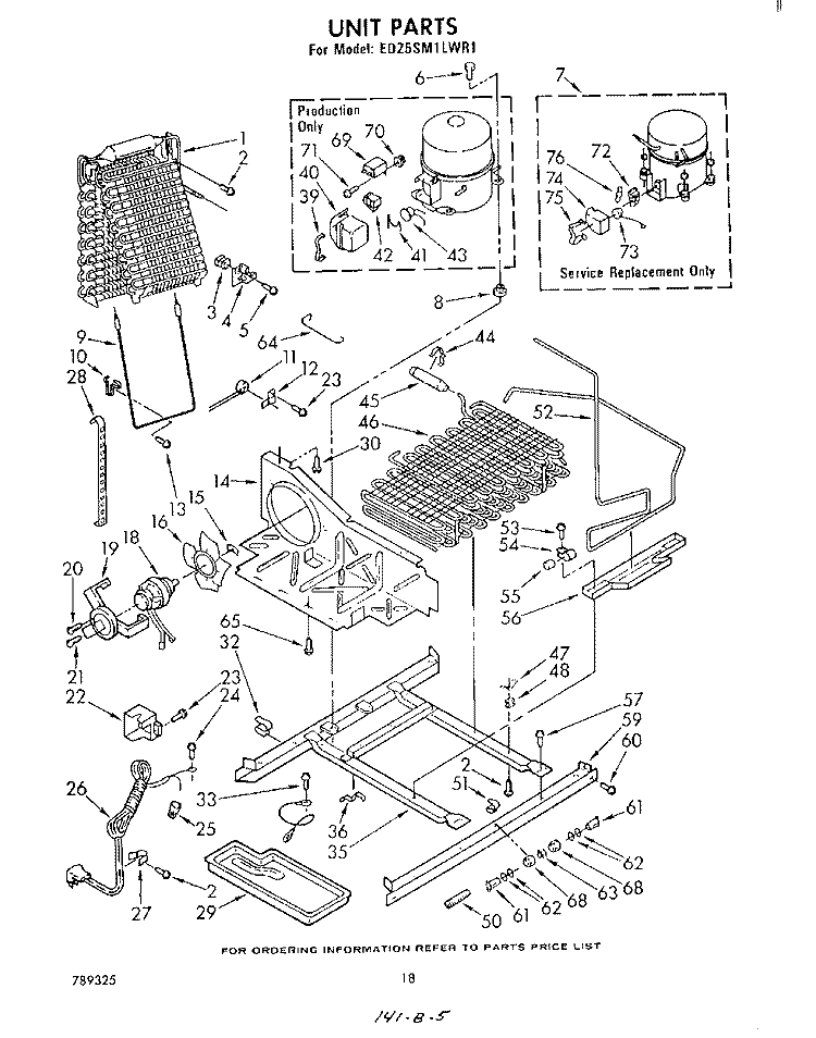 UNIT Diagram and Parts List for ED25SM1LWR1  Whirlpool Refrigerator