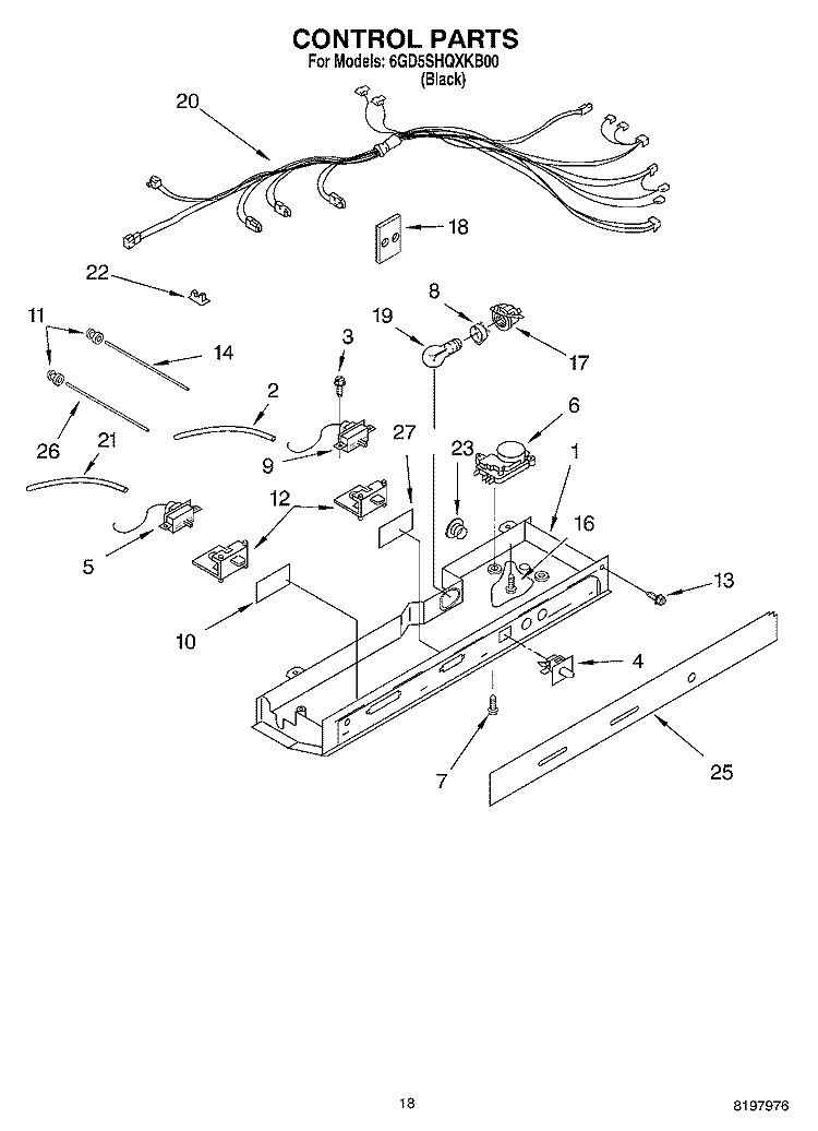 CONTROL Diagram and Parts List for 6GD5SHQXKB00  Whirlpool Refrigerator
