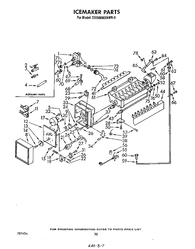 ICEMAKER Diagram and Parts List for ED26MMXRWR0  Whirlpool Refrigerator