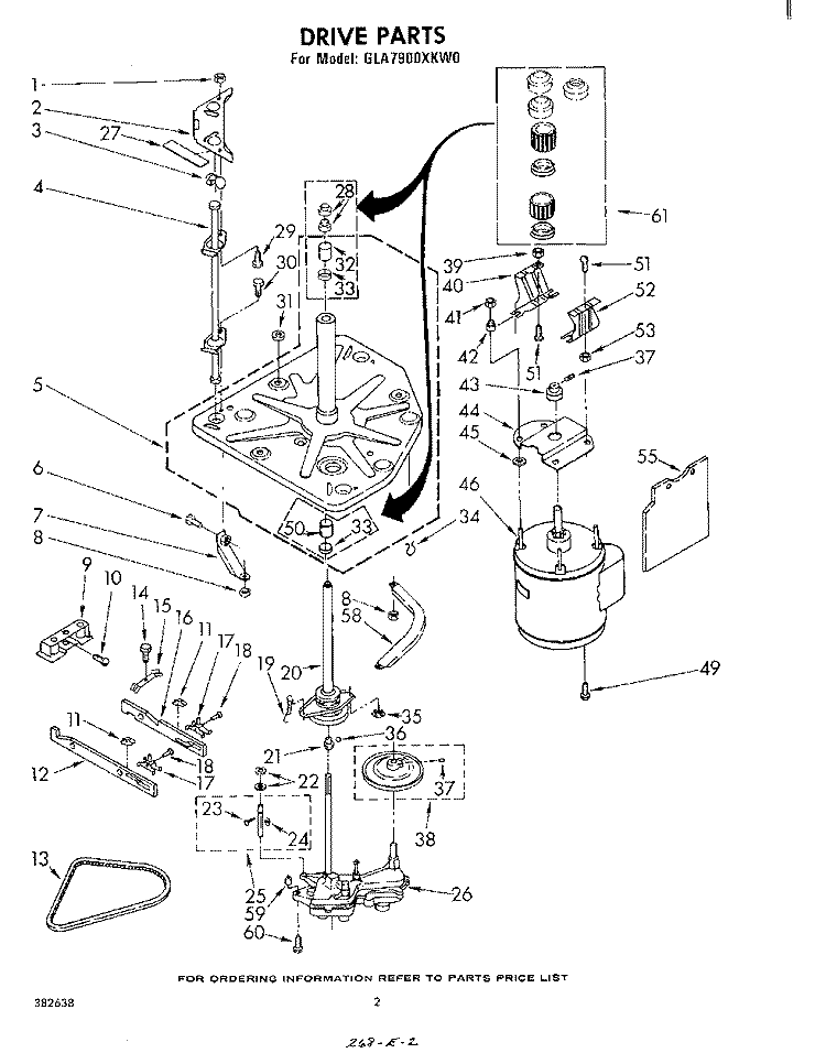 DRIVE Diagram and Parts List for GLA7900XKW0  Whirlpool Washer