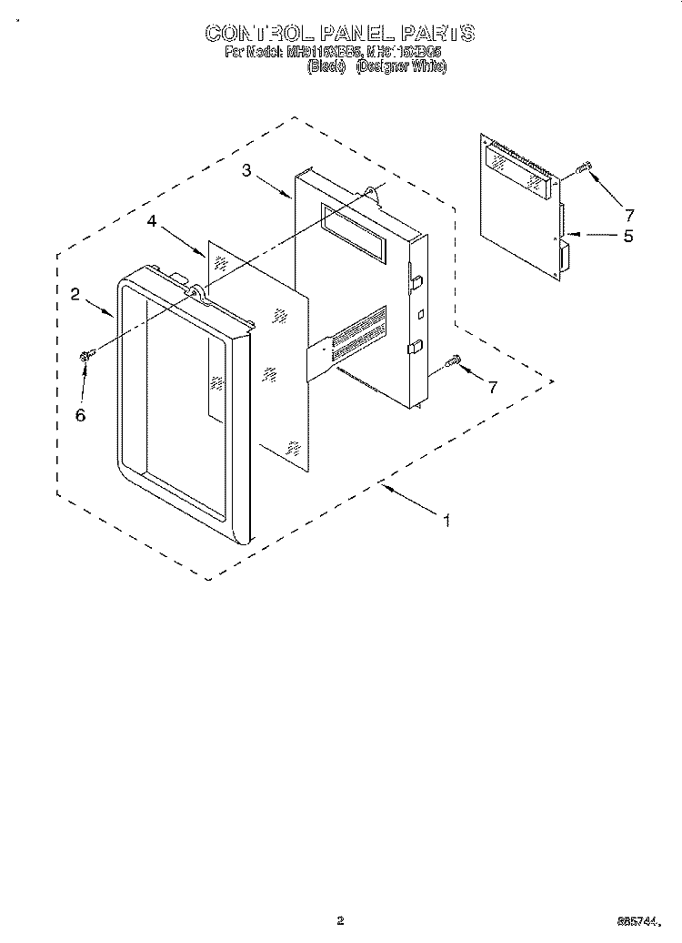 CONTROL PANEL Diagram and Parts List for MH9115XBQ5  Whirlpool Microwave