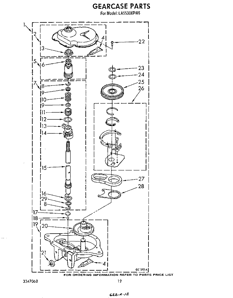 GEARCASE Diagram and Parts List for LA5530XPW6  Whirlpool Washer