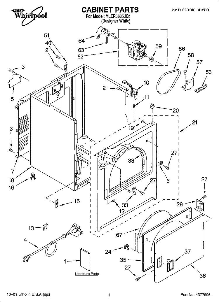 CABINET PARTS Diagram and Parts List for YLER5635JQ1  Whirlpool Dryer