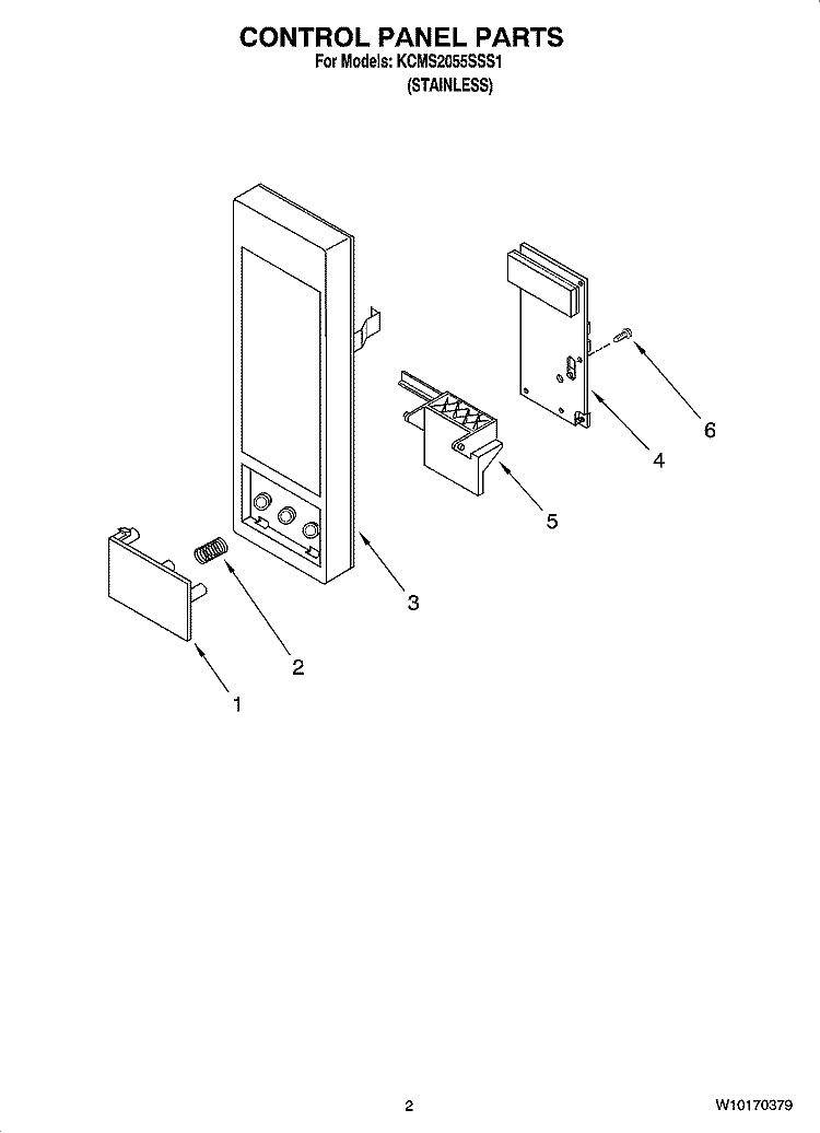 CONTROL PANEL PARTS Diagram and Parts List for KCMS2055SSS1  KitchenAid Microwave