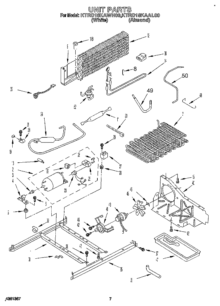 UNIT Diagram and Parts List for KTRD18KAAL00  Whirlpool Refrigerator