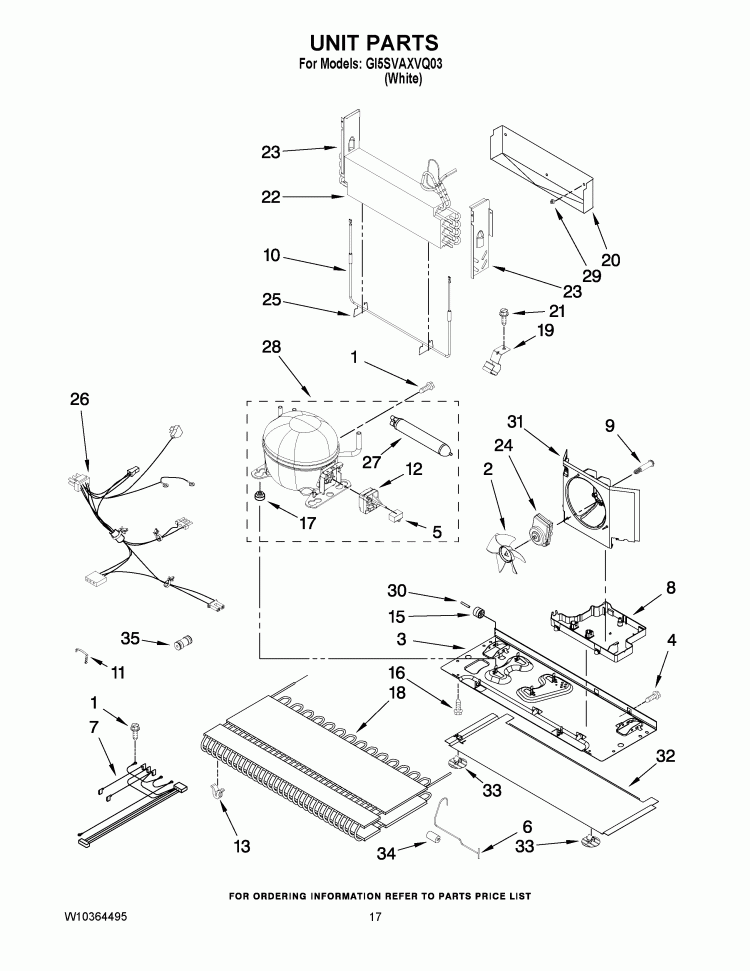 UNIT PARTS Diagram and Parts List for GI5SVAXVQ03  Whirlpool Refrigerator