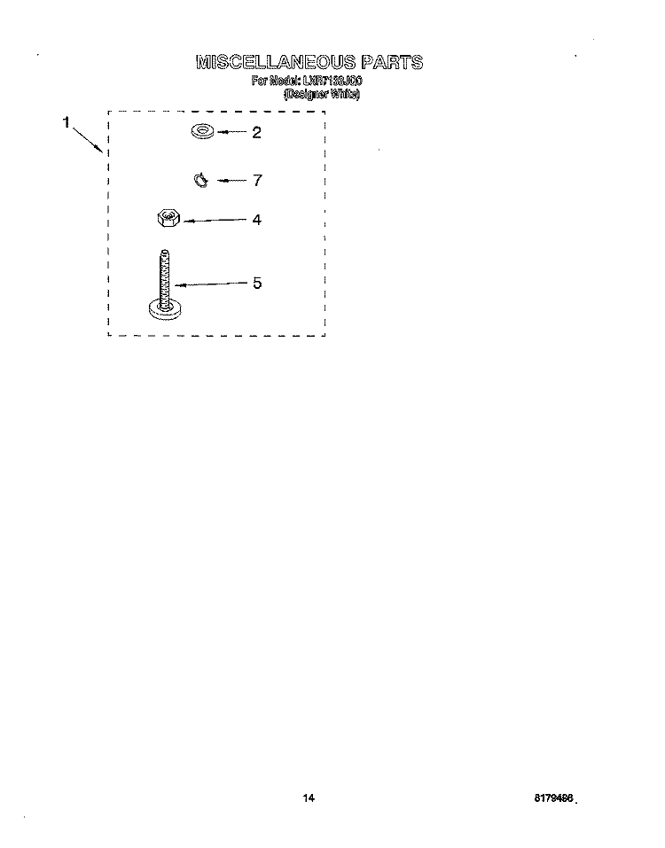 MISCELLANEOUS, OPTIONAL Diagram and Parts List for LXR7133JQ0  Whirlpool Washer