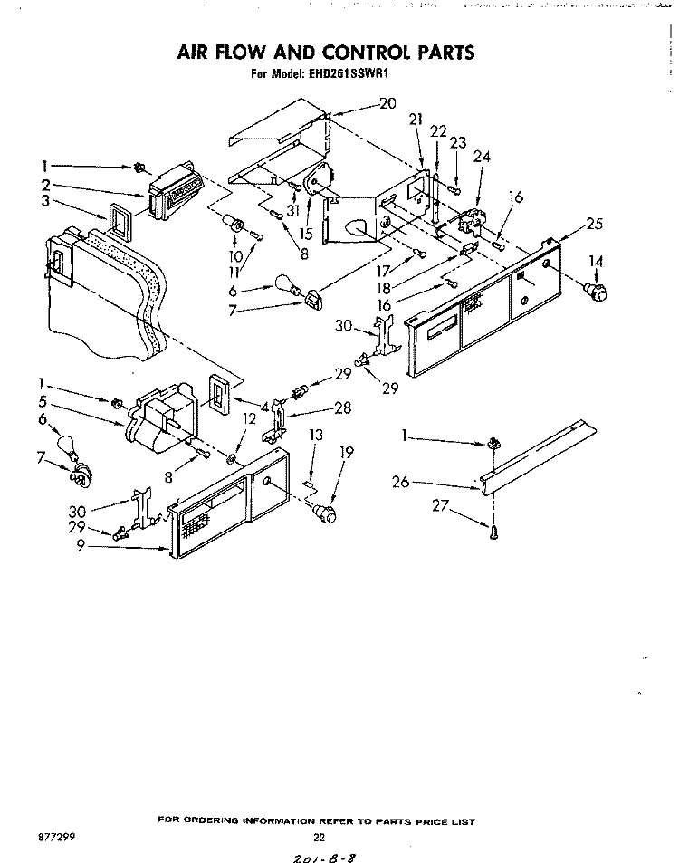 AIR FLOW AND CONTROL Diagram and Parts List for EHD261SSWR1  Whirlpool Refrigerator