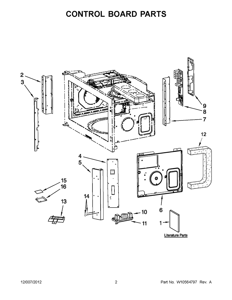 CONTROL BOARD PARTS Diagram and Parts List for KHMS2056SWH3  KitchenAid Microwave
