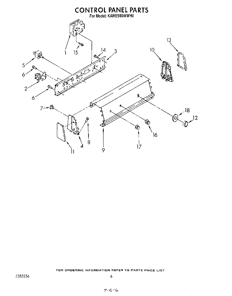 CONTROL PANEL Diagram and Parts List for KAWE560WAL0  Whirlpool Washer