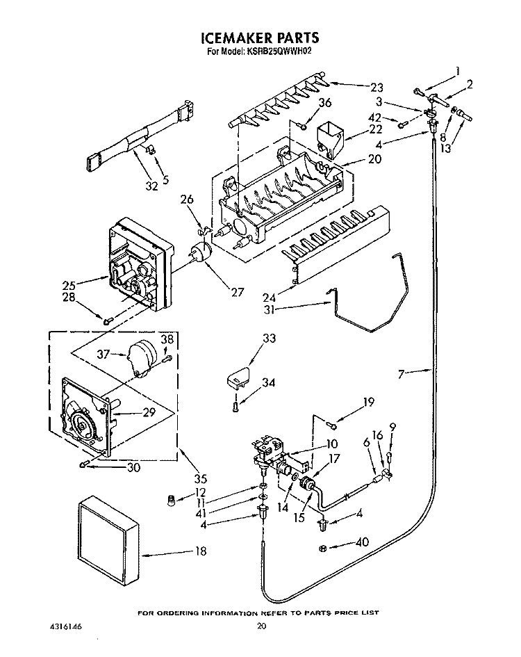 ICEMAKER, LIT/OPTIONAL Diagram and Parts List for KSRB25QWAL02  KitchenAid Refrigerator