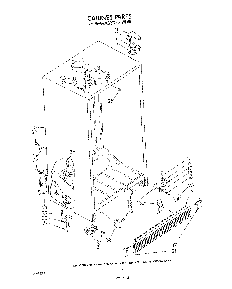 CABINET Diagram and Parts List for KSRT26DTPL00  Whirlpool Refrigerator