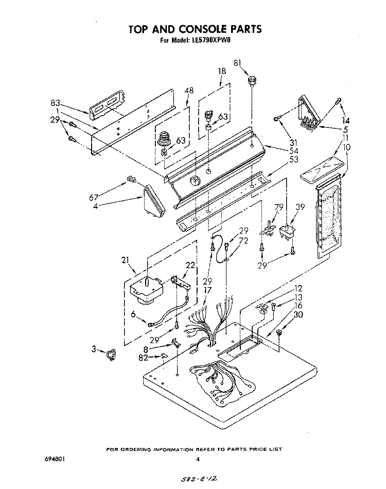 SECTION Diagram and Parts List for LE5790XPW0  Whirlpool Dryer