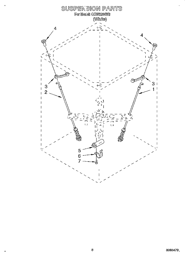 SUSPENSION Diagram and Parts List for CCW5264W3  Whirlpool Washer