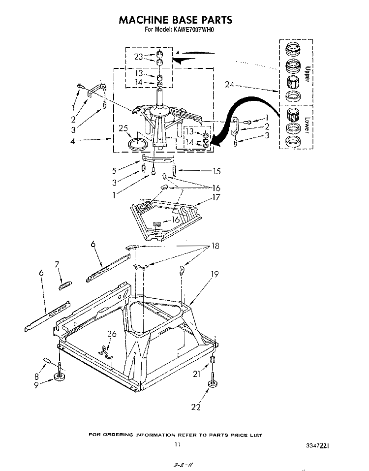 MACHINE BASE Diagram and Parts List for KAWE700TWH0  KitchenAid Washer