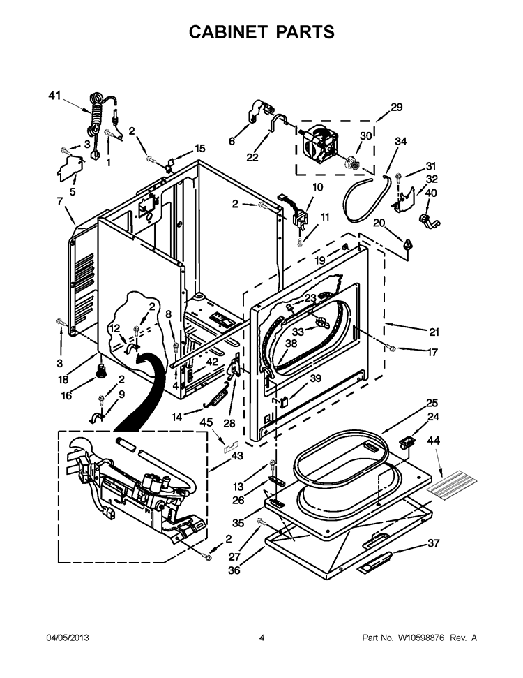 CABINET PARTS Diagram and Parts List for 7MWGD1600BM0  Whirlpool Dryer