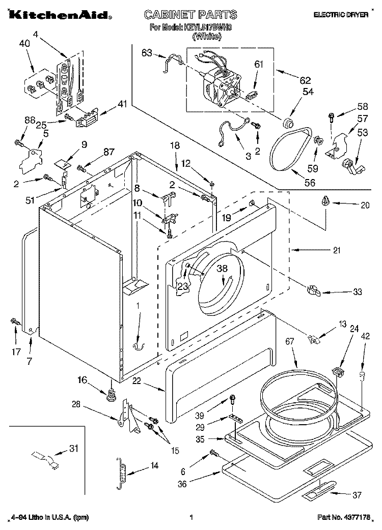 SECTION Diagram and Parts List for KEYL517BWH0  KitchenAid Dryer