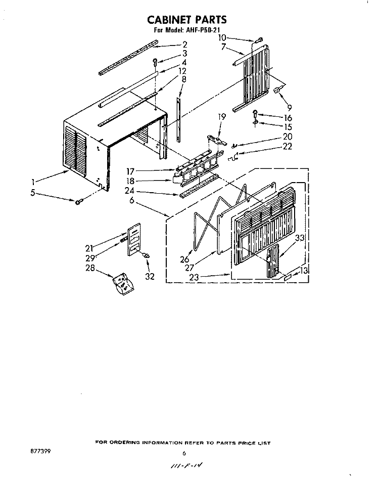 SECTION Diagram and Parts List for AHFP5021  Whirlpool Air Conditioner