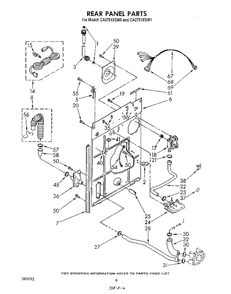 REAR PANEL Diagram and Parts List for CA2751XSW0  Whirlpool Washer
