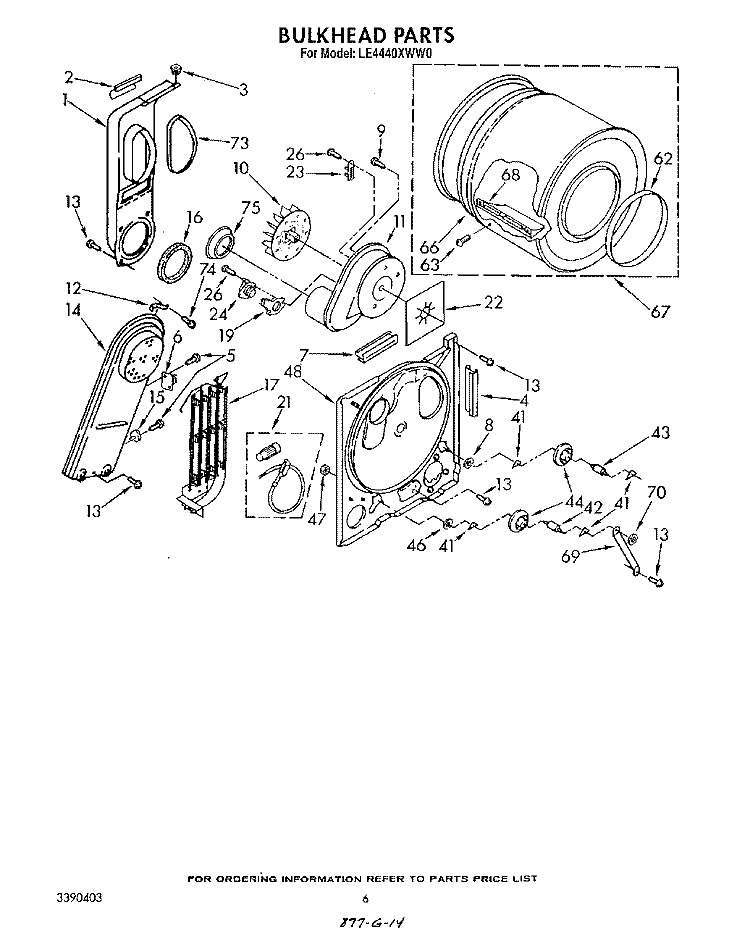 SECTION Diagram and Parts List for LE4400XWW0  Whirlpool Dryer