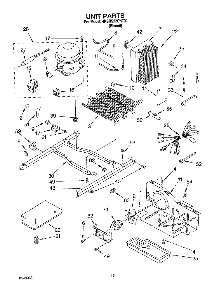 UNIT Diagram and Parts List for 4KSRS22CHT02  KitchenAid Refrigerator