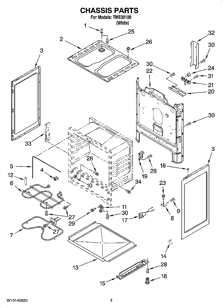 CHASSIS PARTS Diagram and Parts List for TME30100  Estate Range