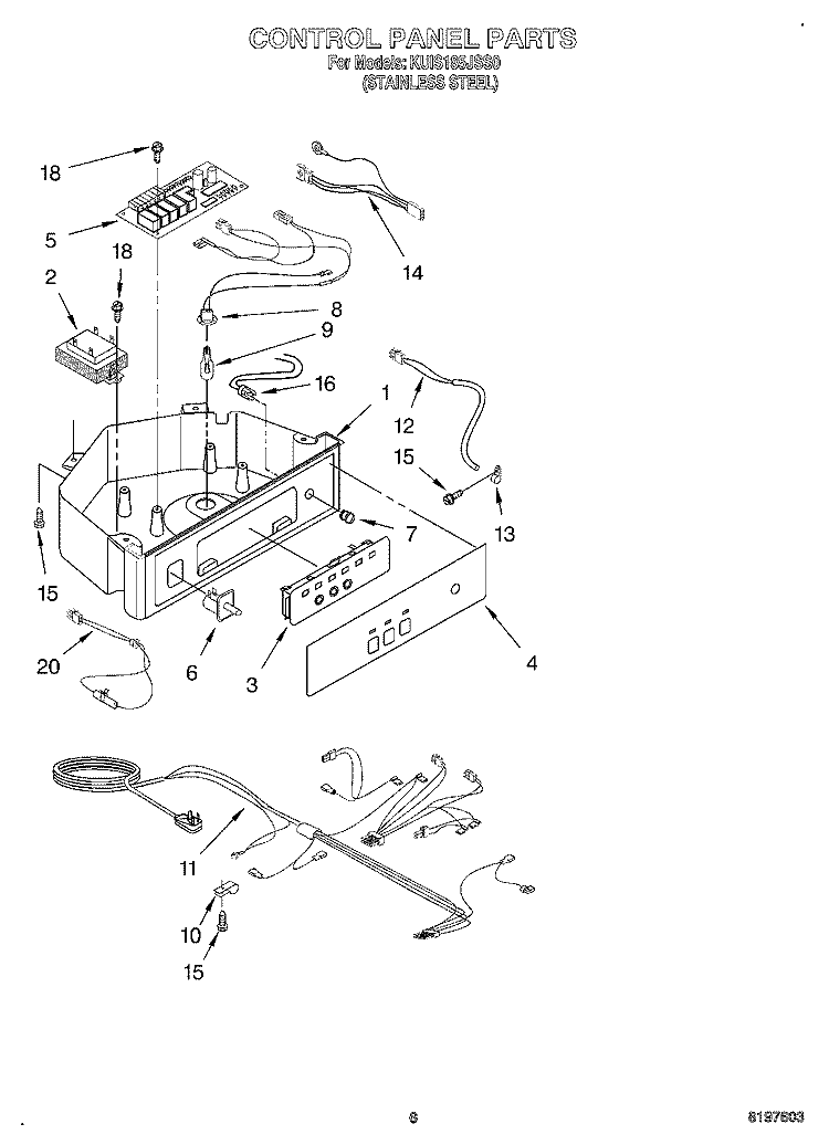 CONTROL PANEL Diagram and Parts List for KUIS185JSS0  KitchenAid Ice Maker