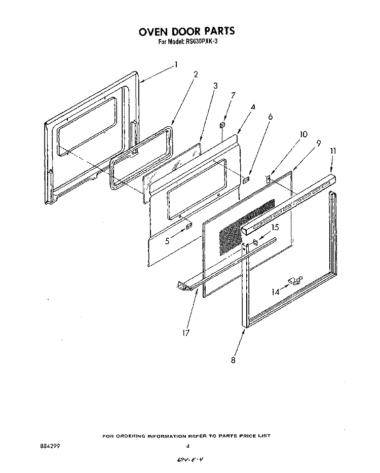 OVEN DOOR , LITERATURE AND OPTIONAL Diagram and Parts List for RS630PXK3  Whirlpool Range
