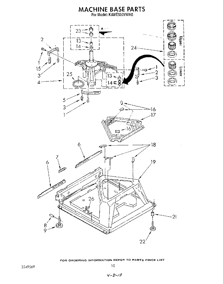 MACHINE BASE Diagram and Parts List for KAWE550VAL0  KitchenAid Washer