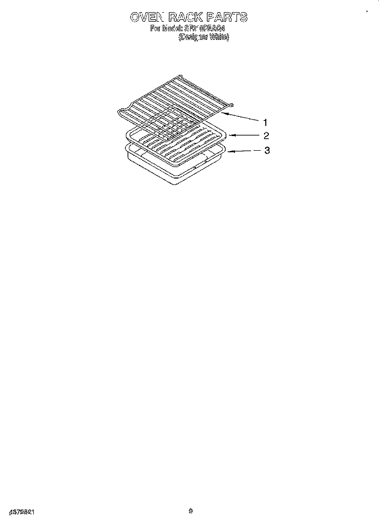 OVEN RACK, LITERATURE Diagram and Parts List for SF310PEAQ4  Whirlpool Range