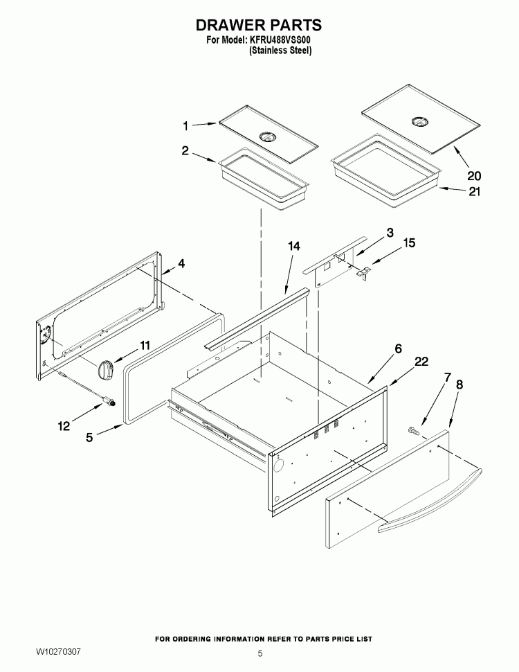 DRAWER PARTS Diagram and Parts List for KFRU488VSS00  KitchenAid Grill