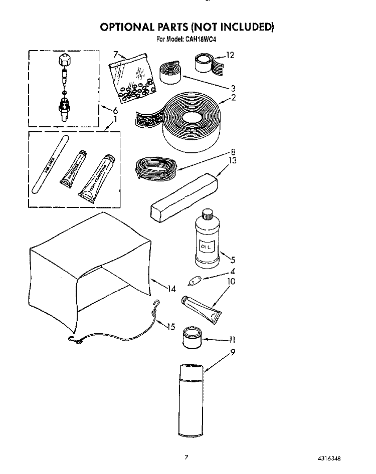 OPTIONAL Diagram and Parts List for CAH18WC4  Crosley Air Conditioner
