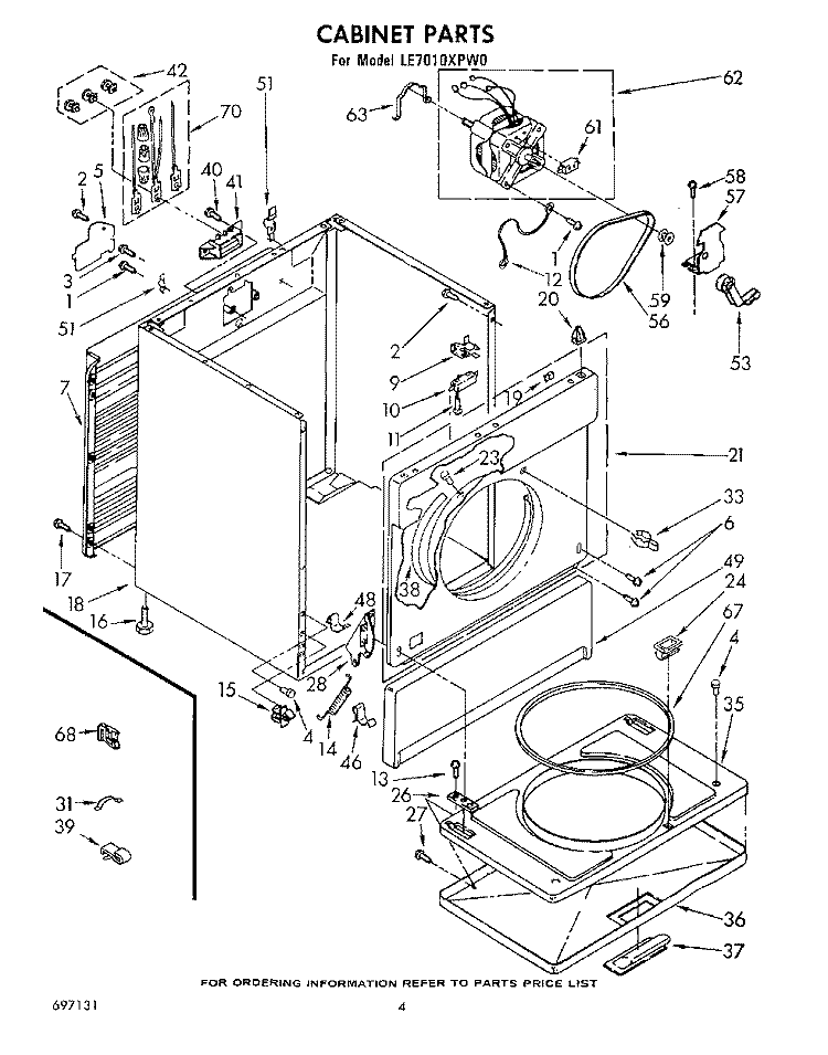 SECTION Diagram and Parts List for LE7010XPW0  Whirlpool Dryer