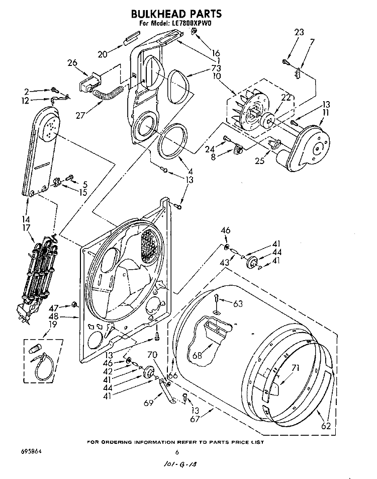 SECTION Diagram and Parts List for LE7800XPW0  Whirlpool Dryer