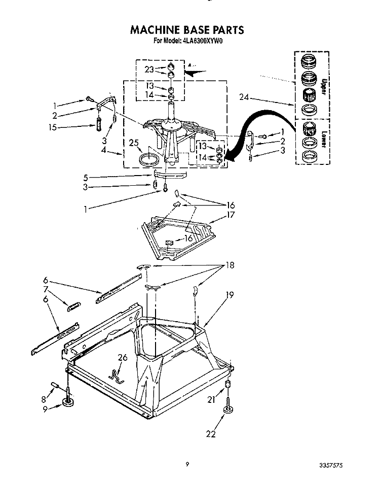 MACHINE BASE Diagram and Parts List for 4LA6300XYN0  Whirlpool Washer